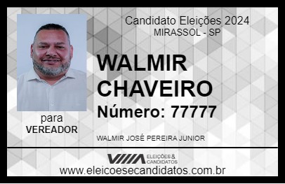 Candidato WALMIR CHAVEIRO 2024 - MIRASSOL - Eleições