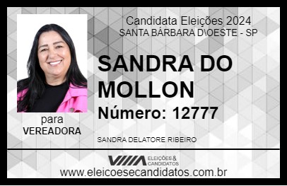 Candidato SANDRA DO MOLLON 2024 - SANTA BÁRBARA D\OESTE - Eleições