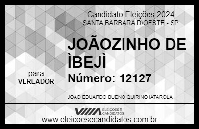 Candidato JOÃOZINHO DE ÌBEJÌ 2024 - SANTA BÁRBARA D\OESTE - Eleições