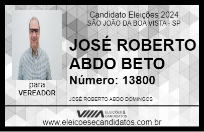 Candidato JOSÉ ROBERTO ABDO   BETO 2024 - SÃO JOÃO DA BOA VISTA - Eleições