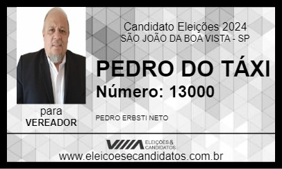 Candidato PEDRO DO TÁXI 2024 - SÃO JOÃO DA BOA VISTA - Eleições