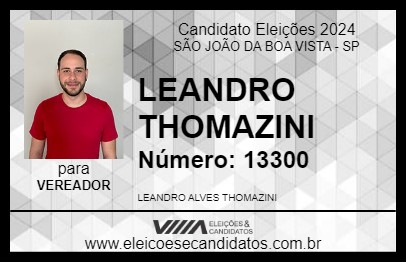 Candidato LEANDRO THOMAZINI 2024 - SÃO JOÃO DA BOA VISTA - Eleições