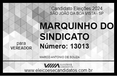 Candidato MARQUINHO DO SINDICATO 2024 - SÃO JOÃO DA BOA VISTA - Eleições