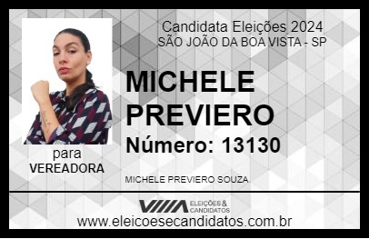 Candidato MICHELE PREVIERO 2024 - SÃO JOÃO DA BOA VISTA - Eleições