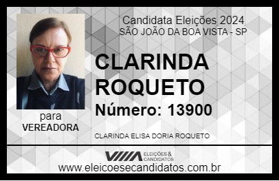 Candidato CLARINDA ROQUETO 2024 - SÃO JOÃO DA BOA VISTA - Eleições