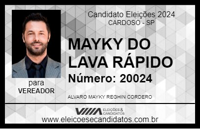 Candidato MAYKY DO LAVA RÁPIDO 2024 - CARDOSO - Eleições