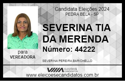 Candidato SEVERINA TIA DA MERENDA 2024 - PEDRA BELA - Eleições