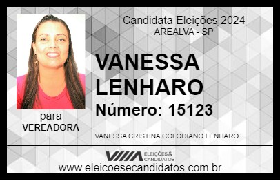 Candidato VANESSA LENHARO 2024 - AREALVA - Eleições