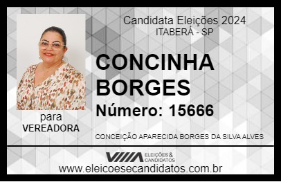 Candidato CONCINHA BORGES 2024 - ITABERÁ - Eleições