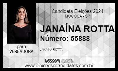 Candidato JANAÍNA ROTTA 2024 - MOCOCA - Eleições