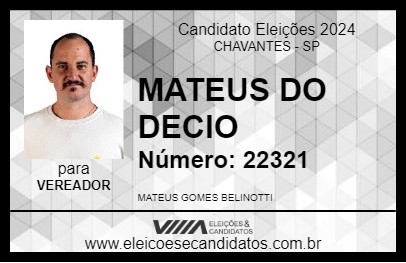 Candidato MATEUS DO DECIO 2024 - CHAVANTES - Eleições