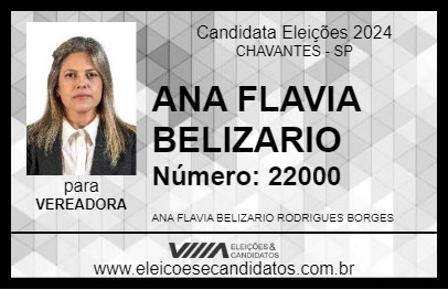 Candidato ANA FLAVIA BELIZARIO 2024 - CHAVANTES - Eleições