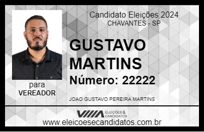 Candidato GUSTAVO MARTINS 2024 - CHAVANTES - Eleições