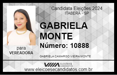 Candidato GABRIELA MONTE 2024 - ITABERÁ - Eleições