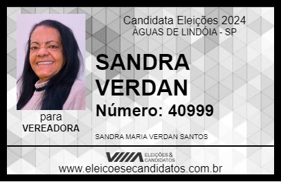 Candidato SANDRA VERDAN 2024 - ÁGUAS DE LINDÓIA - Eleições