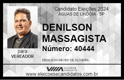 Candidato DENILSON MASSAGISTA 2024 - ÁGUAS DE LINDÓIA - Eleições