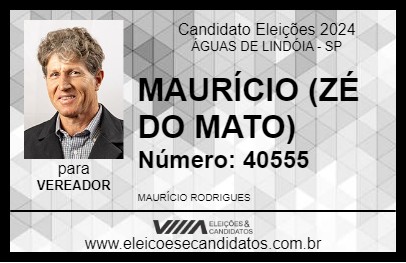 Candidato MAURÍCIO (ZÉ DO MATO) 2024 - ÁGUAS DE LINDÓIA - Eleições