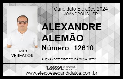 Candidato ALEXANDRE ALEMÃO 2024 - JOANÓPOLIS - Eleições