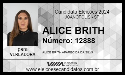 Candidato ALICE BRITH 2024 - JOANÓPOLIS - Eleições