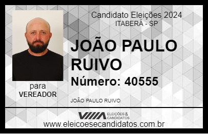 Candidato JOÃO PAULO RUIVO 2024 - ITABERÁ - Eleições