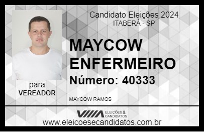 Candidato MAYKOW ENFERMEIRO 2024 - ITABERÁ - Eleições