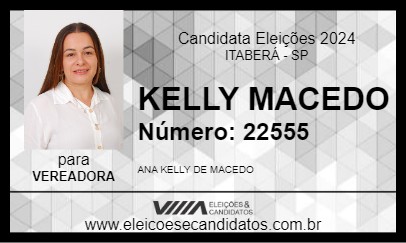 Candidato KELLY MACEDO 2024 - ITABERÁ - Eleições