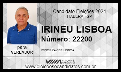 Candidato IRINEU LISBOA 2024 - ITABERÁ - Eleições