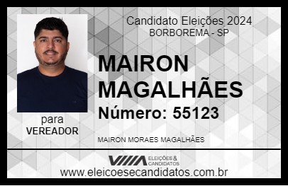 Candidato MAIRON MAGALHÃES 2024 - BORBOREMA - Eleições