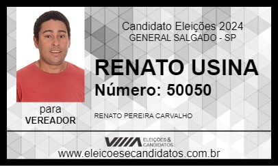 Candidato RENATO USINA 2024 - GENERAL SALGADO - Eleições