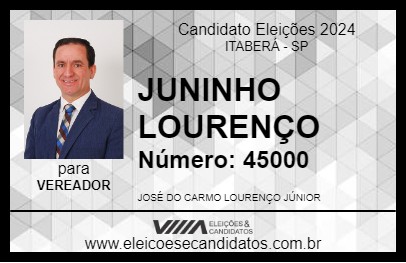 Candidato JUNINHO LOURENÇO 2024 - ITABERÁ - Eleições