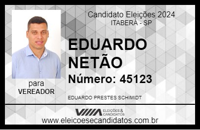 Candidato EDUARDO NETÃO 2024 - ITABERÁ - Eleições