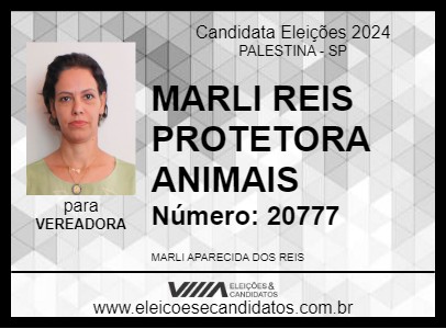 Candidato MARLI REIS PROTETORA ANIMAIS 2024 - PALESTINA - Eleições