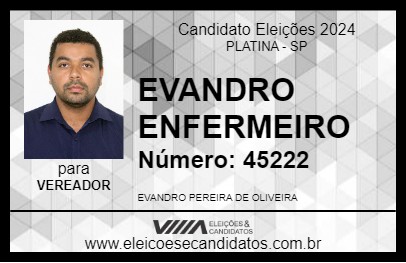 Candidato EVANDRO ENFERMEIRO 2024 - PLATINA - Eleições