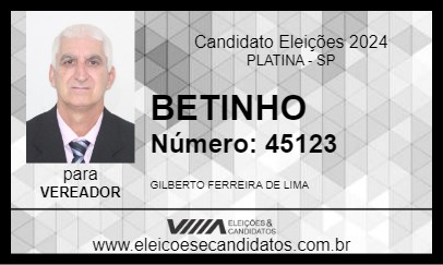 Candidato BETINHO 2024 - PLATINA - Eleições