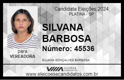 Candidato SILVANA BARBOSA 2024 - PLATINA - Eleições