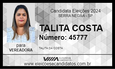 Candidato TALITA COSTA 2024 - SERRA NEGRA - Eleições