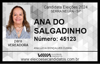 Candidato ANA DO SALGADINHO 2024 - SERRA NEGRA - Eleições