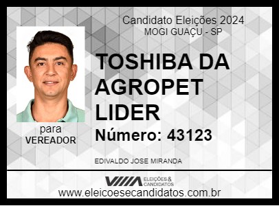 Candidato TOSHIBA DA AGROPET LIDER 2024 - MOGI GUAÇU - Eleições