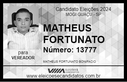 Candidato MATHEUS FORTUNATO 2024 - MOGI GUAÇU - Eleições