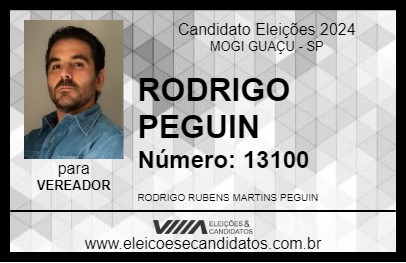 Candidato RODRIGO PEGUIN 2024 - MOGI GUAÇU - Eleições