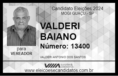 Candidato VALDERI BAIANO 2024 - MOGI GUAÇU - Eleições