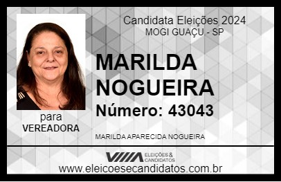 Candidato MARILDA NOGUEIRA 2024 - MOGI GUAÇU - Eleições