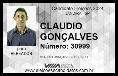 Candidato CLAUDIO GONÇALVES 2024 - JANDIRA - Eleições