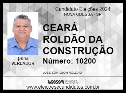 Candidato CEARÁ ROLDÃO DA CONSTRUÇÃO 2024 - NOVA ODESSA - Eleições