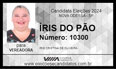 Candidato ÍRIS DO PÃO 2024 - NOVA ODESSA - Eleições