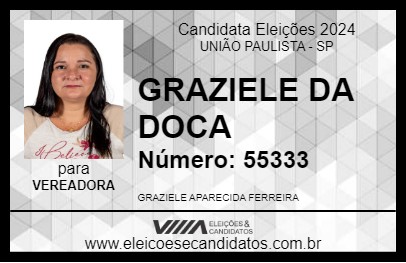 Candidato GRAZIELE DA DOCA 2024 - UNIÃO PAULISTA - Eleições