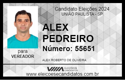 Candidato ALEX PEDREIRO 2024 - UNIÃO PAULISTA - Eleições