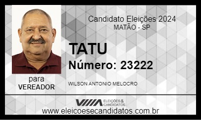 Candidato TATU 2024 - MATÃO - Eleições