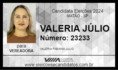 Candidato VALERIA JÚLIO  2024 - MATÃO - Eleições