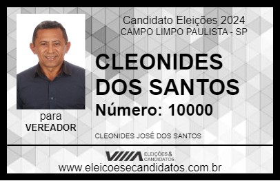 Candidato CLEONIDES DOS SANTOS 2024 - CAMPO LIMPO PAULISTA - Eleições